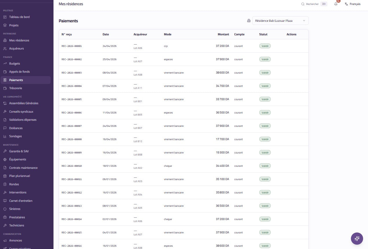 gestion des residences
