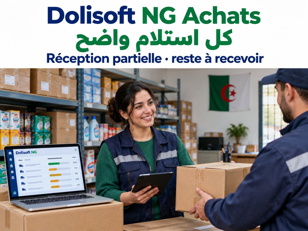 Dolisoft NG Achats — réception partielle, reste à recevoir — كل استلام واضح
