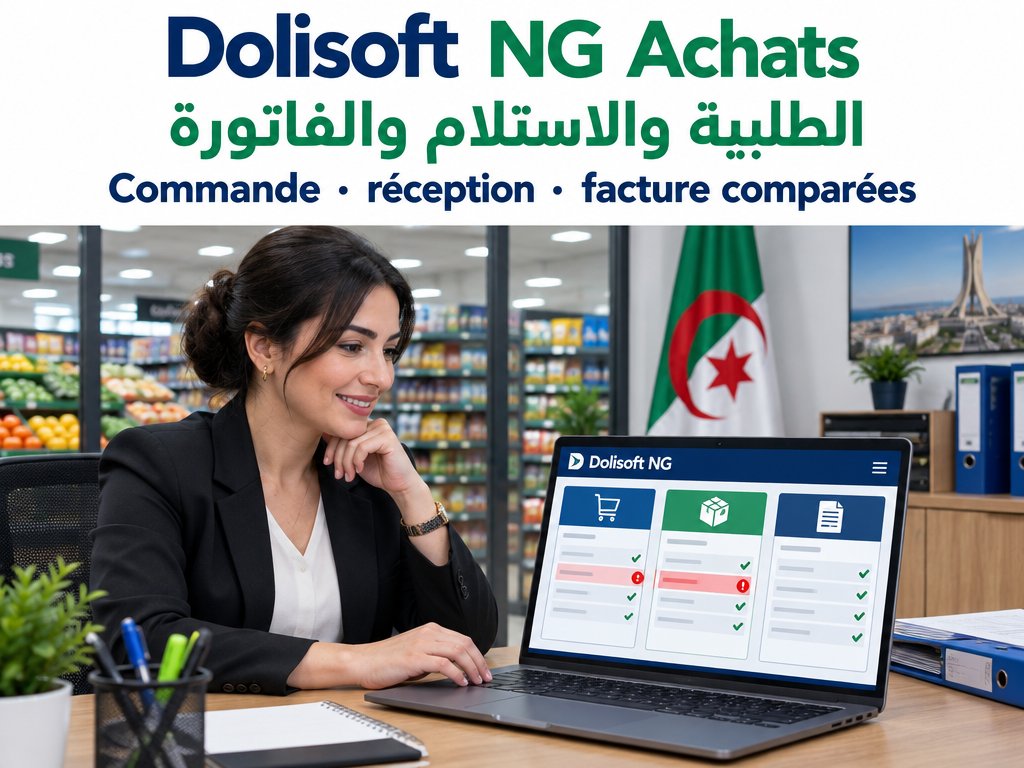 Dolisoft NG Achats — commande, réception, facture comparées — الطلبية والاستلام والفاتورة