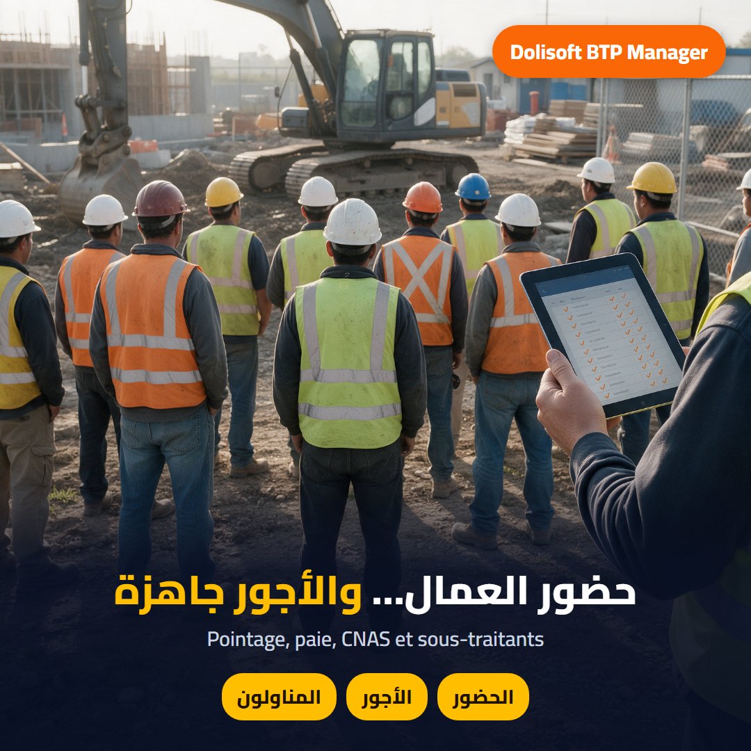 حضور العمال — Dolisoft BTP Manager