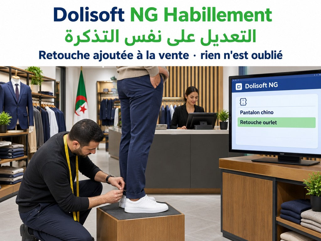 Dolisoft NG Habillement — la retouche sur le ticket