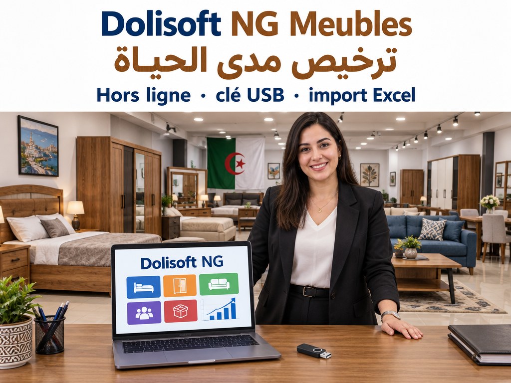 Dolisoft NG Meubles — licence à vie, hors ligne, clé USB — ترخيص مدى الحياة