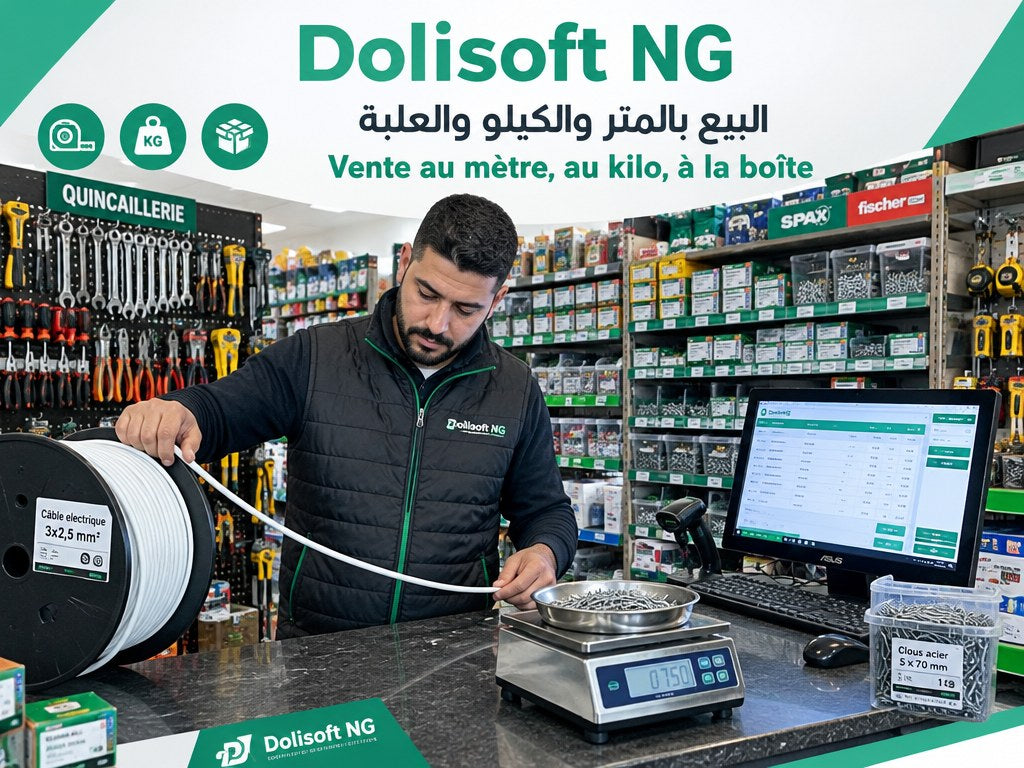 Dolisoft NG Quincaillerie — vente au mètre, au kilo, à la boîte